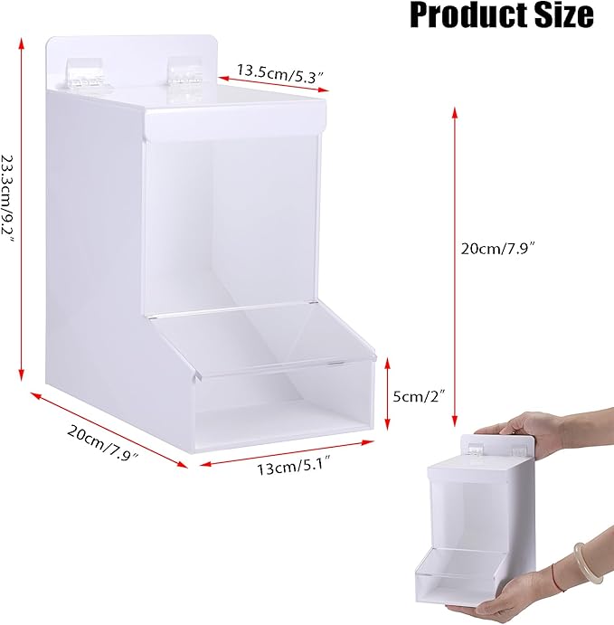 Sumnacon Acrylic Dispenser-Countertop Storge Container for Candy Shoe Covers Golves Hairnets Earplugs,White Laundry Pod Dispenser with Lids,Wall Storage Dispensers for Laundry Room Pantry Office Store