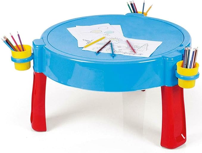 : 3-in-1 Activity Sand & Water Play Table – Blue & Red - Indoor & Outdoor Table W/Lid, Muti-Purpose, Craft Table, Store Toys, 29" H, Kids Ages 2-8