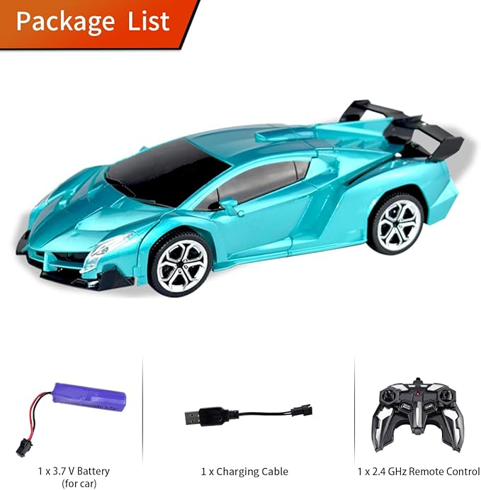 Remote Control Transform Car for Kids,Deformation Car for Boys & Girls 4 5 6 7 8 , 2.4Ghz 1:18 RC Transform Robot Toys for Kids, One Button Deformation to Robot with Flashing Light (Sapphire Blue)