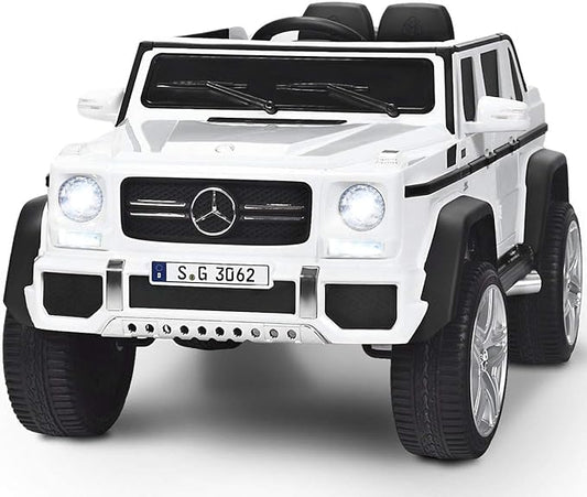 Costzon Ride on Car, Licensed Mercedes-Benz Maybach, 12V Battery Powered Vehicle Toy w/ 2 Motors, Remote Control, 3 Speeds, Lights, Horn, Music, Aux, Storage, Truck, Electric Car for Kids (White)