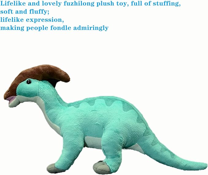 Tiny Heart Simulation Parasaurolophus Plush Toy, 15 Inch Parasaurolophus Dragon Stuffed Animals Realistic Doll Home Decor Collectibles Soft for Kids Boys