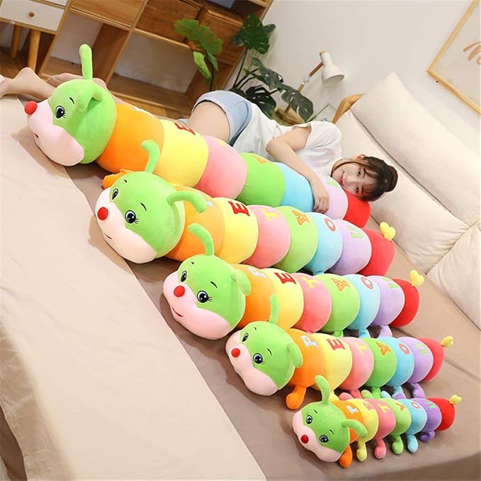 Multicolor Caterpillar Stuffed Animal Big Hugging Pillow Cute Plush Soft Pillow Doll,Giant Plush Toy,Gifts for Girl Boy Babies Birthday (59inch/150cm)
