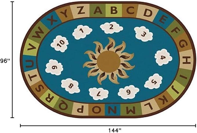Carpets for Kids 94708 Sunny Day Learn & Play Rug Nature Colors 8ft x 12ft Oval Brown
