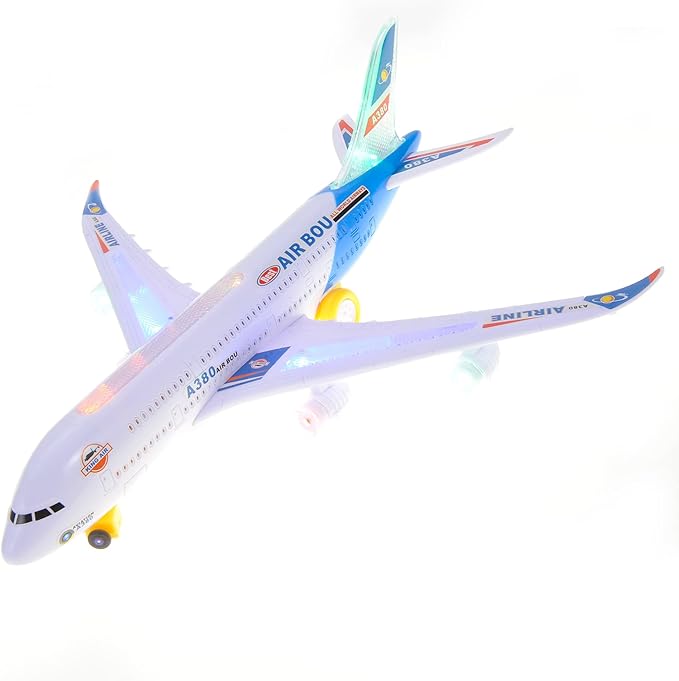 PowerTRC 2 Packs Kids Airplane Toys, Bump & Go Action Toddler Toy Airplane with LED Flashing Light, Music, Airplane Sound, Great Gift for Boys Girls Ages 3-12