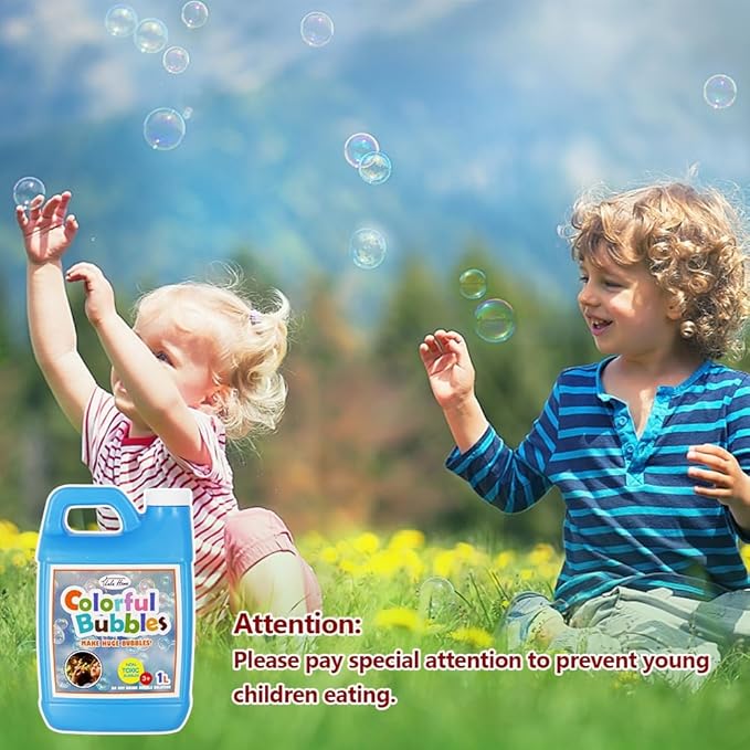 Lulu Home 2 Pack Bubble Solution, 2 L/67.6 OZ - Giant Bubble Wand & Blower, Halloween/Birthday Party Favors - Up to 5 Gallons
