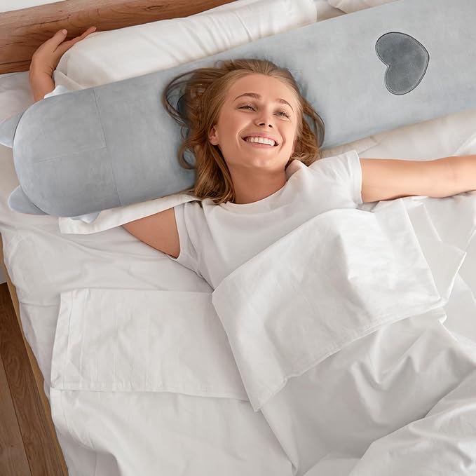 Long Cat Plush Body Pillow, Cute Gray Cat Stuffed Animals Kawaii Plushies, Squishy Body Pillow Plush Toys for Kids Girls Boys (28 Inches)