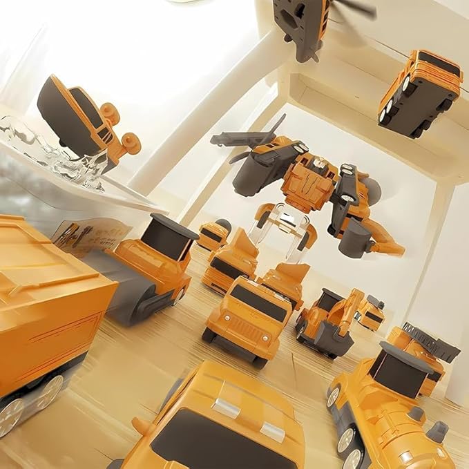 Magnetic Transform Engineering Car Assembled Toys with Storage Box,Magnetic Blocks for Toddlers,Constructo Modular Transforming Toy Set for Boys and Girls (Robot Construction Vehicles, Pieces, 35)