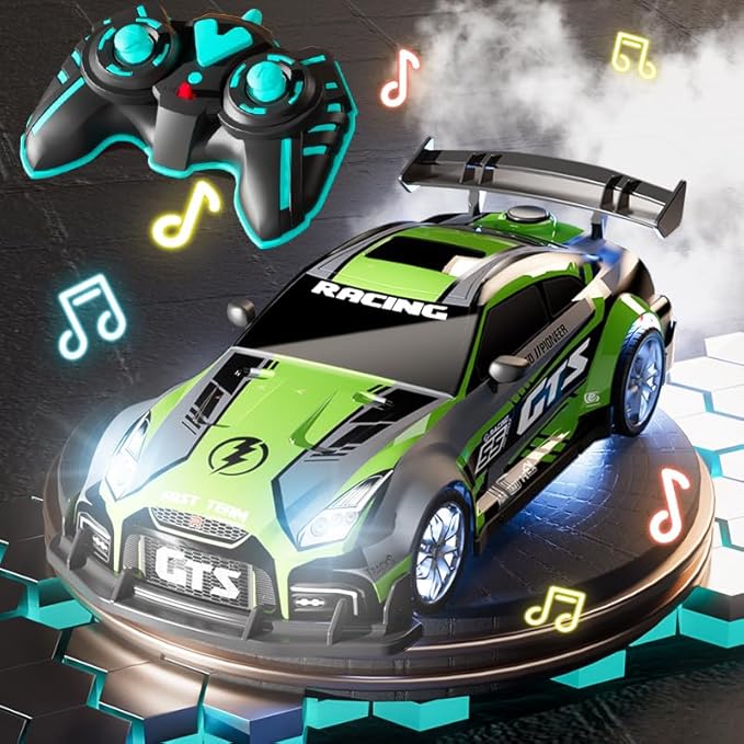 RC Drift Car 2.4GHz 1:16 Scale Remote Control Cars Vehicle with Bodylight &Spray &Music, Remote Control Cars for Kids Boys Girls Age 4-7 8-12 13 14 Year Old, Birthday Ideas