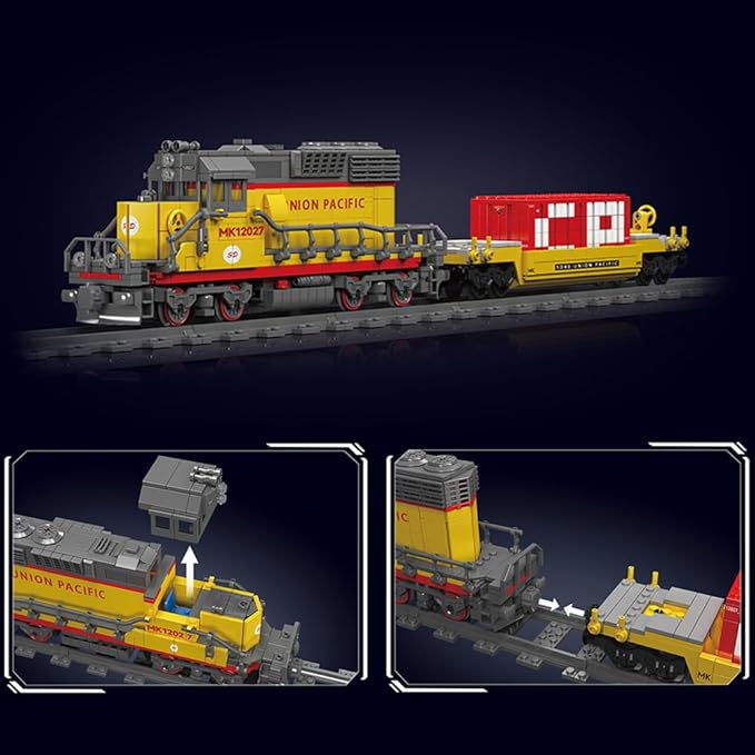 EMD SD40-2 Diesel Locomotive Building Blocks Set,Collectible Diesel Locomotive Display Set,Scale Model with Train Tracks, Top Present for Train Lovers and Adults,M.K12027 (1170 Pcs)