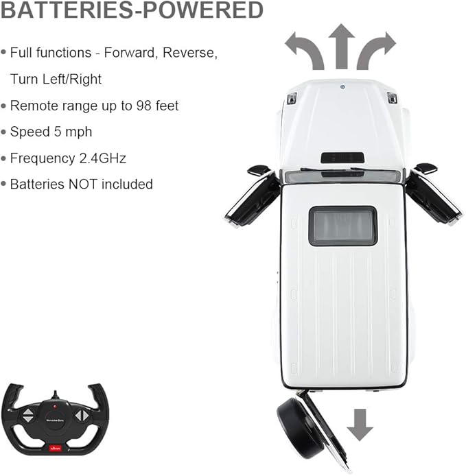 RASTAR Off-Road Remote Control Car, 1:14 Mercedes-AMG G63 R/C Off-Roader Toy Car, Doors Open/Working Lights - White/2.4Ghz