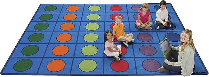 Carpets for Kids 4216 Seating Circles Classroom Circletime Rug Seats 30 Preschoolers 6ft x 9ft Rectangle Blue