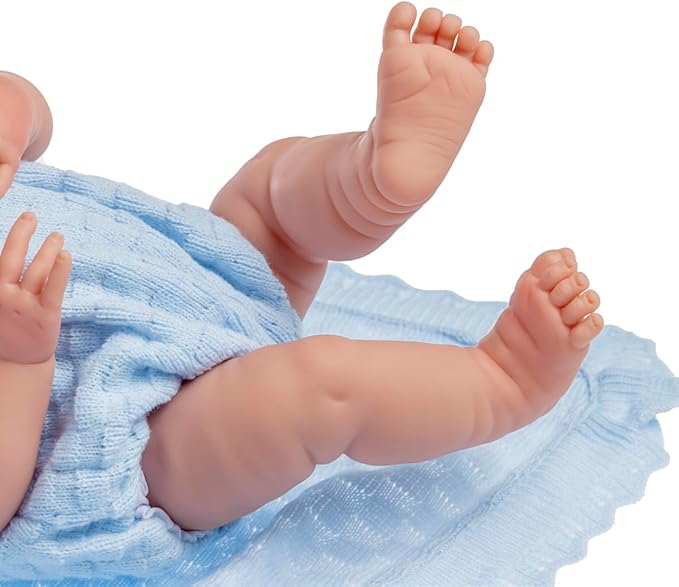 Anatomically Correct Real Boy Baby Doll | 15" All-Vinyl Baby Doll | JC Toys - La Newborn | Made in Spain | Comes With Blue Knit Outfit and Accessories | Designed by Berenguer | Ages 2+