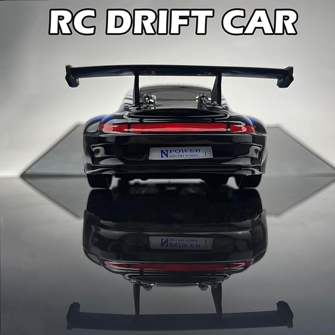 RC Drift Car 2.4GHz 1:24 Scale 4WD High Speed Remote Control Cars Vehicle with LED Lights Two Batteries and Drifting Tires Racing Sport Toy Cars for Adults Boys Girls Kids