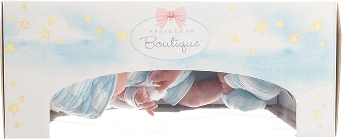 JC Toys La Newborn All-Vinyl-Anatomically Correct Real Boy 15" Baby Doll in Blue and Deluxe Accessories, Designed by Berenguer., Blue - Dots, Model:18064