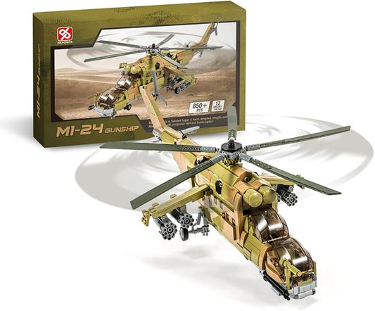 DAHONPA MI-24S Helicopter Medium Utility Military Army Airplane Building Bricks Set, 850+ Pieces Air-Force Build Blocks Toy, Gift for Kid and Adult