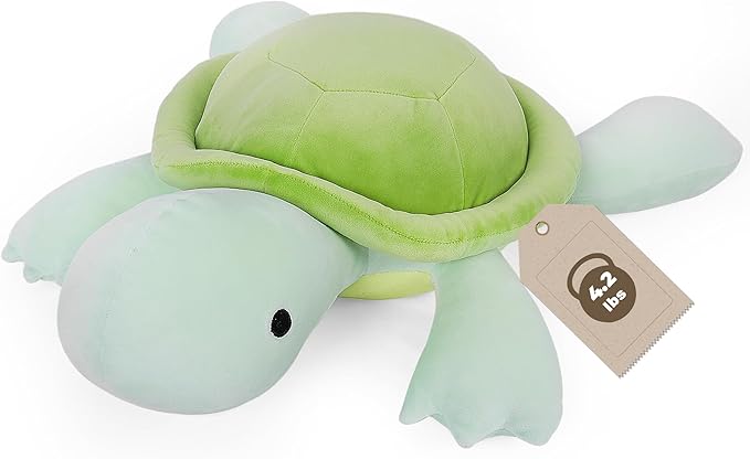 Weighted Turtle Stuffed Animals Weighted Sea Turtle Plush Toy 22" 4.2lb Cute Tortoise Hugging Dolls Plushies Pillows for Boys and Girls (Green