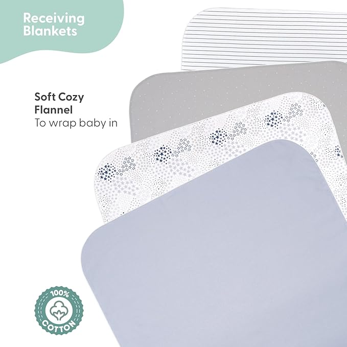 The Peanutshell Baby Layette Gift Set for Baby Boys or Girls - 23 Piece New Born Unisex Gift Set, Clothes & Newborn Essentials Must Haves - Clothes 0-3 Months - Blue & Grey