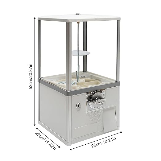 Vending Machine, 20.87Inch Height Candy Gumball Machine with Load Capacity Gumball Bank, Metal Candy Vending Machine for 1.77-1.97Inch Gadget,Portable Candy Dispenser Machine for Retail Shop (White)