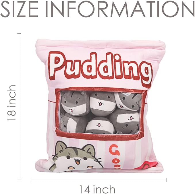 ARELUX Cute Hamster Plush Pudding Pillow:Snack Pillow Toys Bag Removable Stuffed Animal 8Pcs Sets Creative Plush,Soft Hamster Plushie Throw Pillow,Dolls Friends Family Member