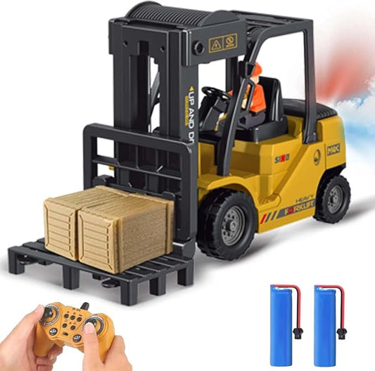 11 Channel RC Forklift - 1:24 Scale Construction Truck Toy, Yellow, 3+ Years, Male, Children