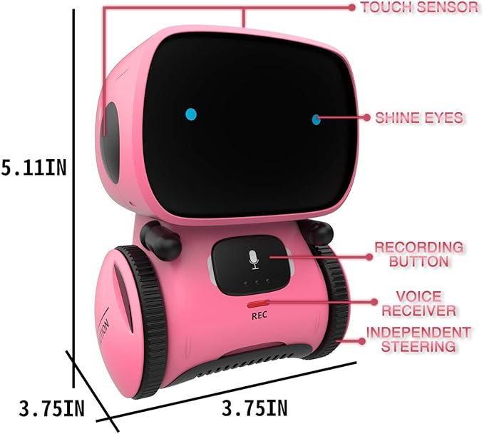 98K Kids Robot Toys for Girls and Boys, Voice Control and Touch Sensor Interactive Smart Talking Robots Intelligent Partner and Teacher with Singing, Dancing, Repeating, Toy Gifts for Kid Age 3 and Up