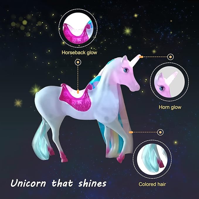 BETTINA Magical Lights Unicom and Princess Doll, Horse Toys Playset, Unicorn Toys Princess Gifts for 3 to 7 Year Olds Girls Kids