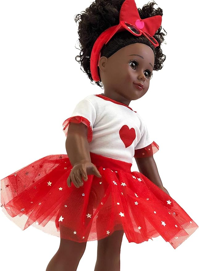 Playtime by Eimmie 18 Inch Doll Clothes and Accessories, Holiday Day Outfit with Red Tutu Dress & Matching Headband, Clothing Sets & Stuff - Fits American, Generation & Similar 18Â” Dolls for Girls