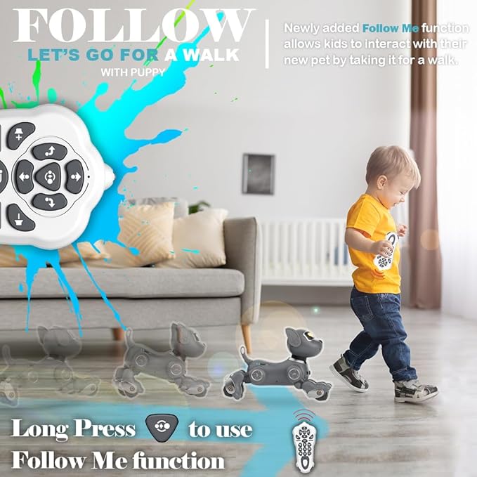 VATOS Robot Dog Toy for Kids, Voice & 2.4GHz Remote Control Robot Pet with Interactive Touch Sensors, Over 20+ Responses, Program Mode, Robotic Puppy Toy for Kids Boys & Girls