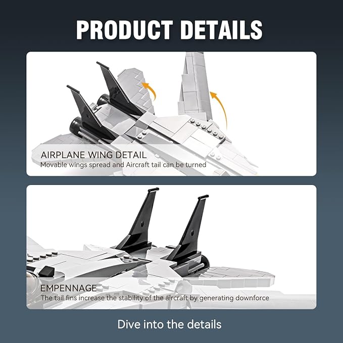 DAHONPA F-14D Fighter Tomcat Military Army Airplane Building Bricks Set with 1 Figure, 404 Pieces Air-Force Build Blocks Toy, Gift for Kid and Adult.