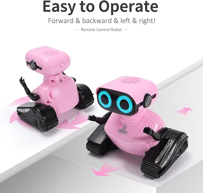 GILOBABY Robot Toys, Remote Control Robot Toy, RC Robots for Kids with LED Eyes, Flexible Head & Arms, Dance Moves and Music, Birthday Gifts for Girls Age 3+ Years (Pink)
