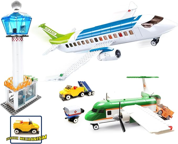 City Passenger Airplane Building Toy Set,With Airport Passenger Terminal,Radar Tower,Luggage Truck,Container Loader And 7 Figures,Aviones 747 Plane Set For Kids 6+ (Passenger Airplane 731Pcs)