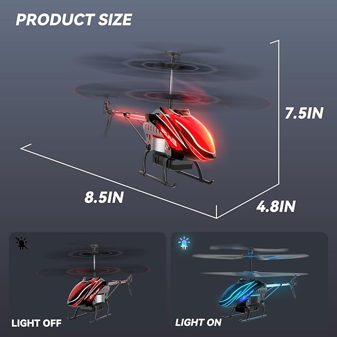 RC Helicopter, Remote Control Helicopter for Kids with 30Mins Flight(2 Batteries), 7+1 LED Light Modes, Altitude Hold, RC Toys for Boys Girls