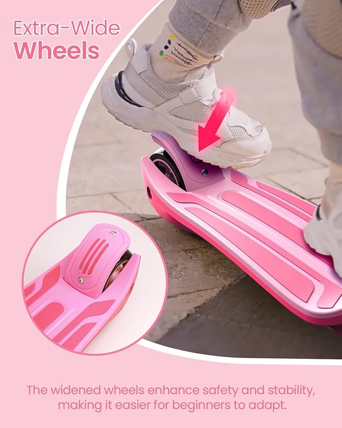 2-in-1 Adjustable Kick Scooter for Kids 3-5 (Suitable 3-12 Years),5-Level Handlebar & Removable Seat, LED Light-Up Wheels, Wide Deck, Foldable Design for Indoor/Outdoor Use - Girls & Boys
