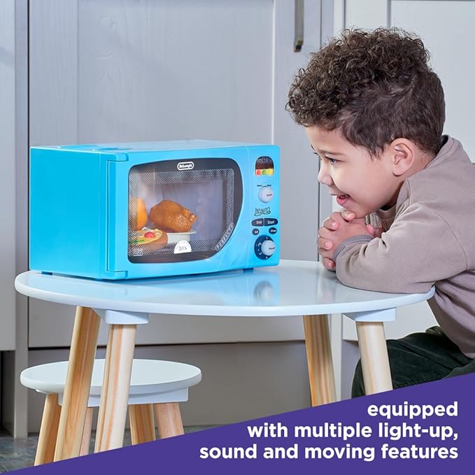 Casdon DeLonghi Microwave. Toy Replica of DeLonghi’s ‘Infinito’ Microwave for Children Aged 3+. Featuring Flashing LED’s, Sounds & More, Blue