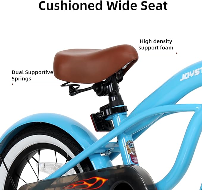 JOYSTAR 12 14 16 Inch Kids Cruiser Bike for Ages 2-7 Years Old Girls & Boys, Children's Bicycle with Training Wheels, Coaster Brake, Fenders & Adjustable Seat