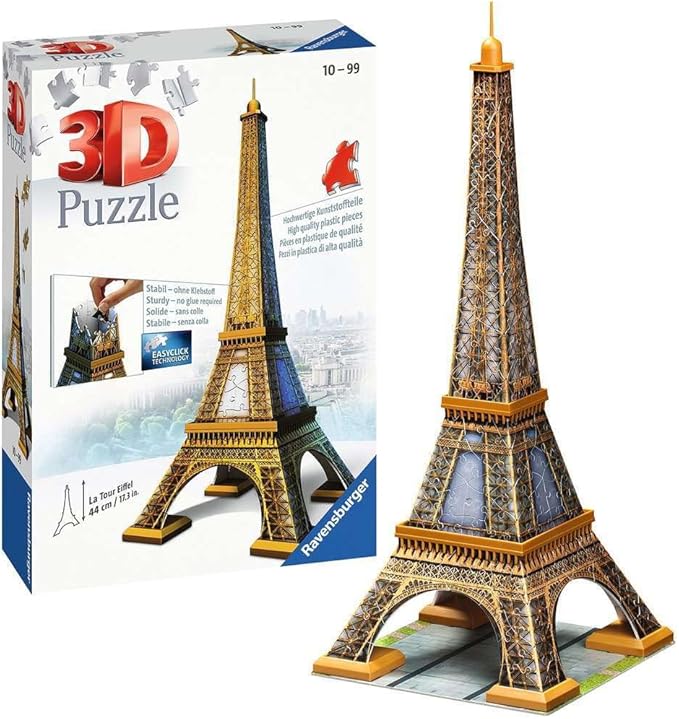 Ravensburger Eiffel Tower 216 Piece 3D Jigsaw Puzzle for Kids and Adults - 12556 - Easy Click Technology Means Pieces Fit Together Perfectly