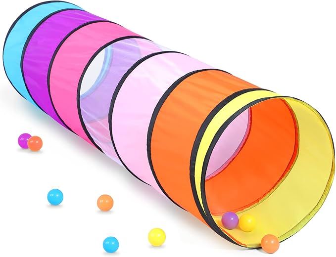 SweHouse Colorful Play Tent Tunnel for Babies, Toddlers, Kids - with Mesh Windows, Indoor Outdoor Pop Up Tunnel Toy Gift