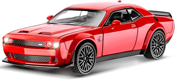 SASBSC Toy Model Car for Kids 1: 32 Scale Challenger Die cast Metel Toy Cars for Pull Back Model Car with Sound and Light Toy Birthday Gifts for 3+ Year Old Boys and Kids