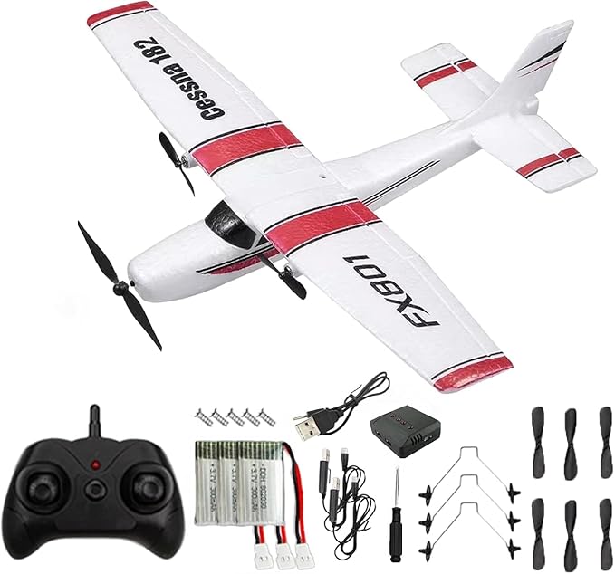 RC Plane 2.4Ghz 2 Channels EPP Foam Remote Control Airplane Radio Control Cessna Aircraft Easy to Fly RC Glider Toys for Kids, Boys and Beginners with 3 Batteries