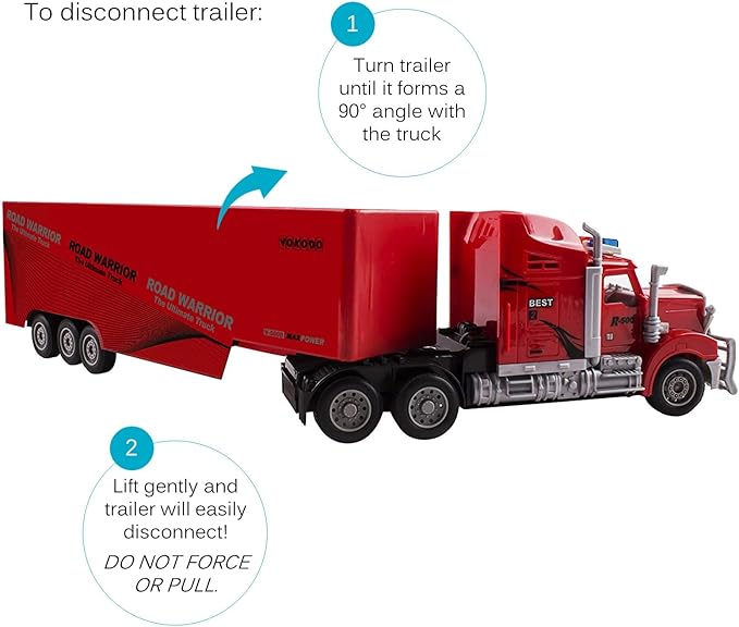Vokodo RC Semi Truck and Trailer 23" with Lights Electric Hauler Remote Control Kids Big Rig Toy Carrier Van Transport Vehicle Ready to Run Semi-Truck Cargo Car Great Gift for Children Boys Girls Red