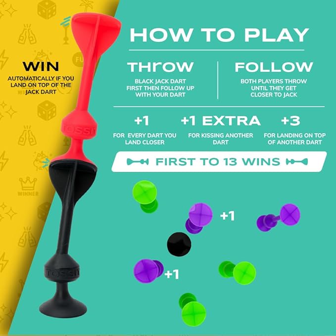 TOSSIT Game Suction Cup Darts, Toss Game Perfect Family and Party, Silicone Throwing Game for Backyard, Indoor and Outdoor Fun, Starter Pack