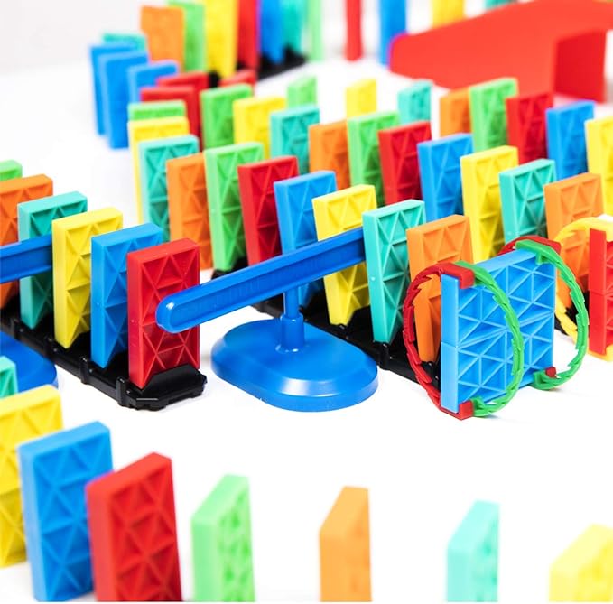 Bulk Dominoes Kinetic Domino Kit | Dominoes Set, STEM STEAM Small Toys, Family Games for Kids, Kids Toys and Games, Building, Toppling, Chain Reaction Sets (143pc)