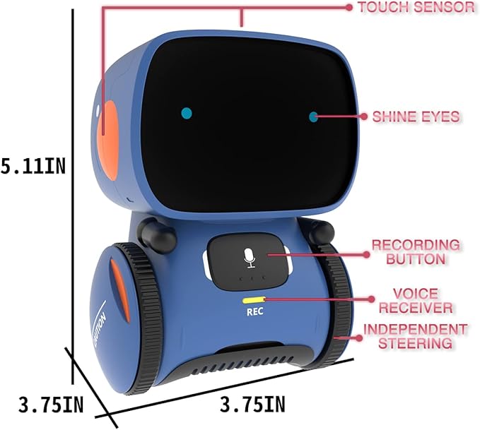 98K Robot Toys for Boys and Girls, Voice Control and Touch Sensor Interactive Smart Talking Robots Intelligent Partner and Teacher with Singing, Dancing, Repeating, Toy Gifts for Kids Age 3 and Up