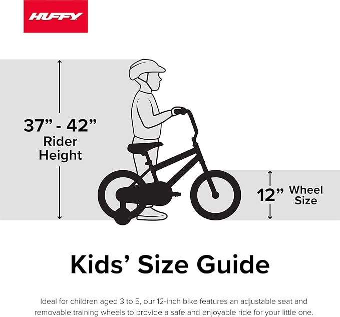 Huffy Disney and Marvel 12/16 Inch Boy's Bike for Kids, Multiple Color Options and Designs Available, Ideal for Ages 3+ Years Old, Removable Training Wheels, Adjustable Seat, Simple Coaster Brake