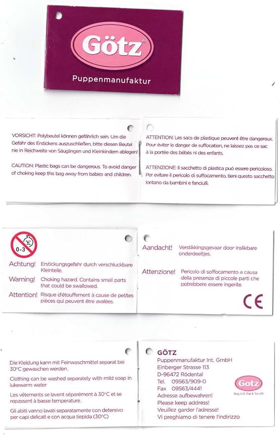 Gotz One Piece Teddy Costume Pajama Sleeper with Padded Feet, Paws and Hood with Ears for 12-13" Baby Dolls