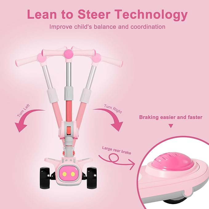 Unbreakable & Never Fall Down 2-in-1 Scooters Kids 3 Wheel Kick Scooter for Boys Girls Ages 3-8, Adjustable Height & Seat, Widened Non-Slip Deck, More Safer for Beginner Toddlers