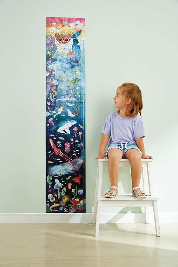 Hape Ocean Life Puzzle 1.5 Meter Long | 200 Pieces Colorful Giant Glow-in-The-Dark Marine Life Jigsaw, for Children 6+ Years