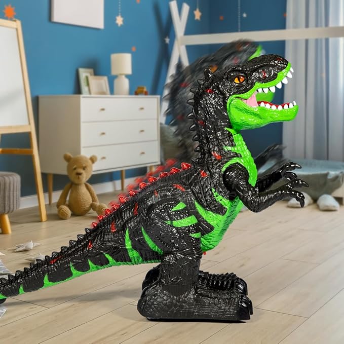 Remote Controlled Large Dinosaur Toy for Boys 3 4 5 6 7 8 Years, Lifelike Tyrannosaurus with Water Mist, Light, Roaring, Electrical Dinosaur Birthday Gifts for Kids Toddlers