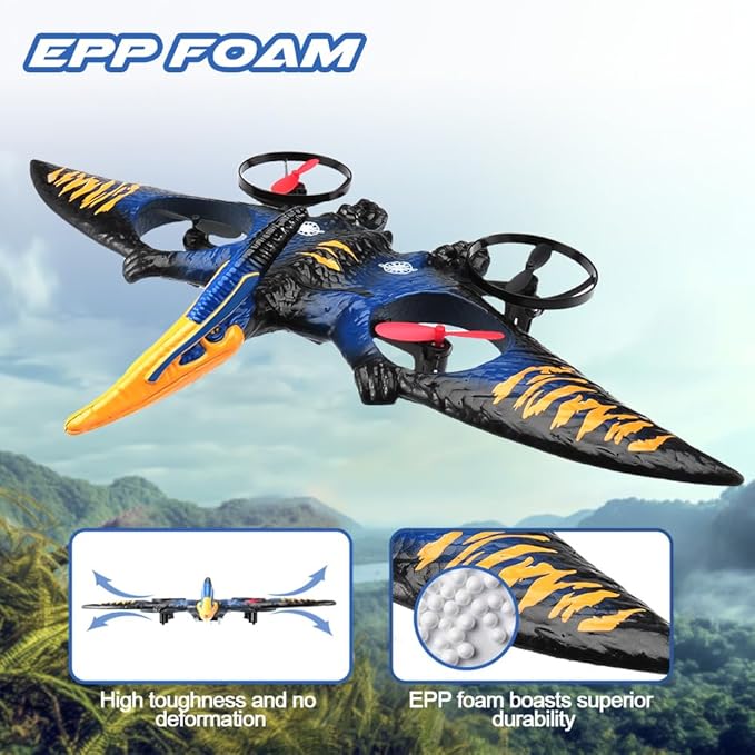 jaming Pterodactyl Dinosaur Toys Drone for Kids and Adults Easy to Fly Dragon Remote Controlled Aircraft for Beginners Hobby RC Plane Toys Birthday Gifts for Boys