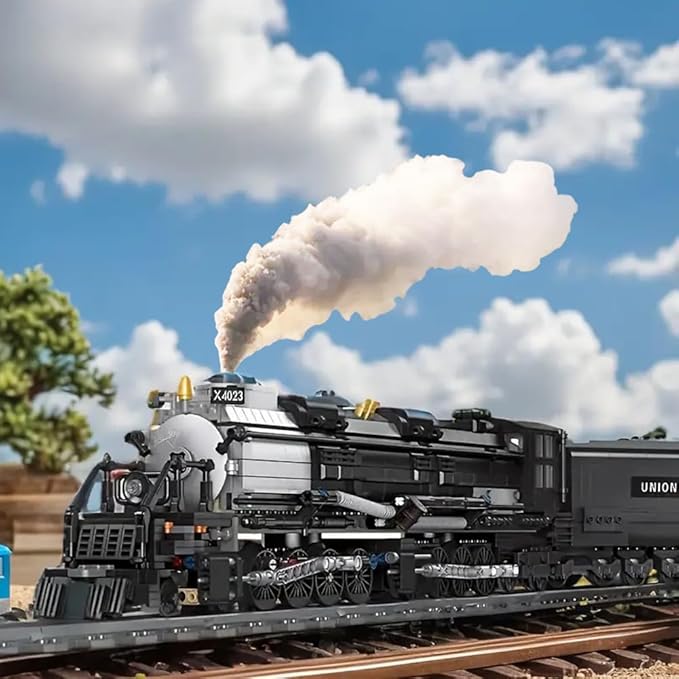 Big Boy Steam Train Building Block Toy, BIGBOY Locomotive Articulated Train Display Model Set with Train Tracks for Train Lovers, Teenagers and Adults(1608 Pieces)